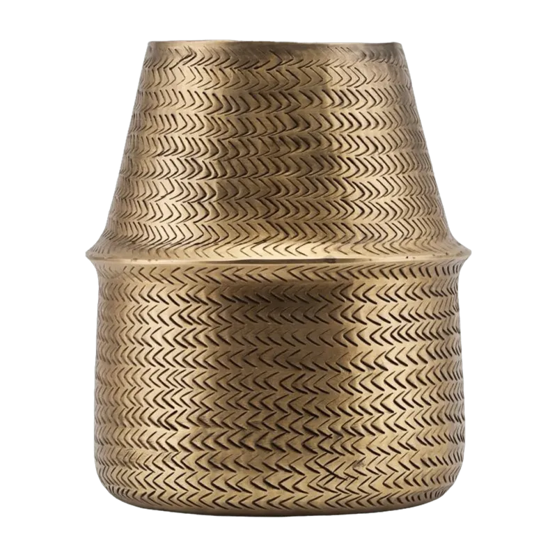 Pot de fleur en laiton doré 19 cm Rattan - House Doctor - The Cool Republic