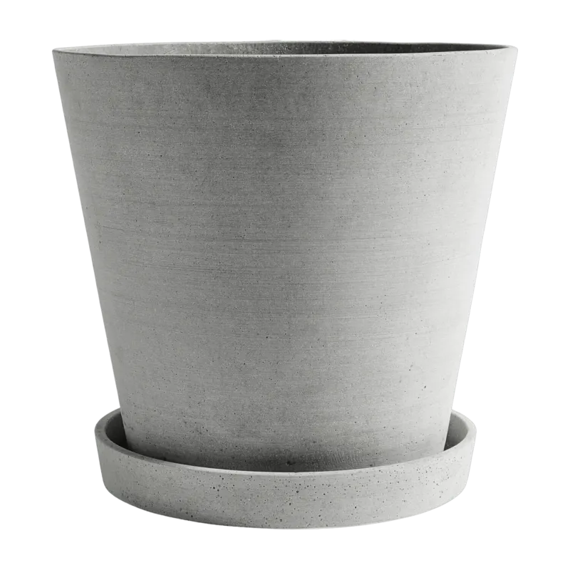 Pot de fleurs avec soucoupe gris 34 cm Flowerpot - Hay - The Cool Republic