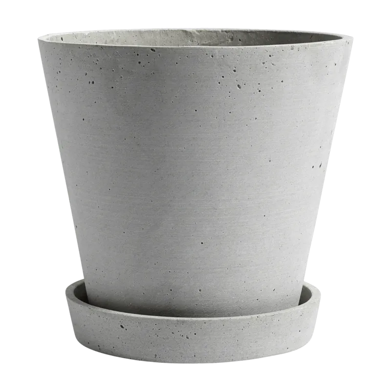 Pot de fleurs avec soucoupe gris XL Flowerpot - Hay - The Cool Republic