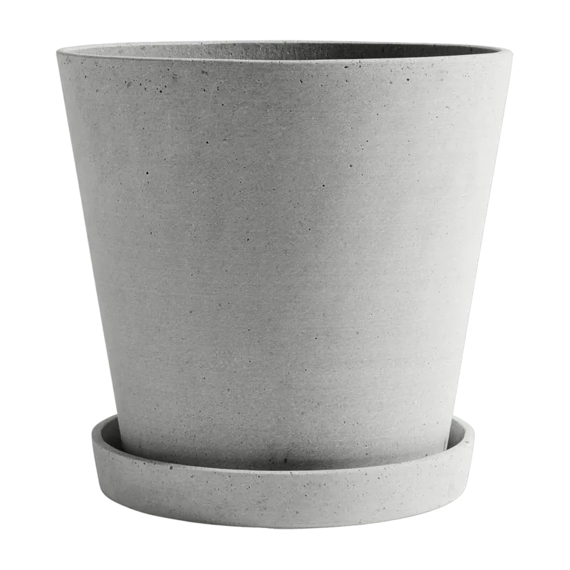 Pot de fleurs avec soucoupe gris XXL Flowerpot - Hay - The Cool Republic