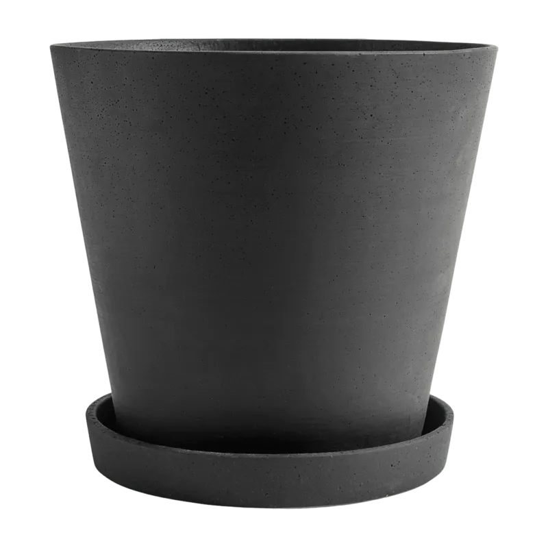 Pot de fleurs avec soucoupe noir 34cm Flowerpot - Hay - The Cool Republic