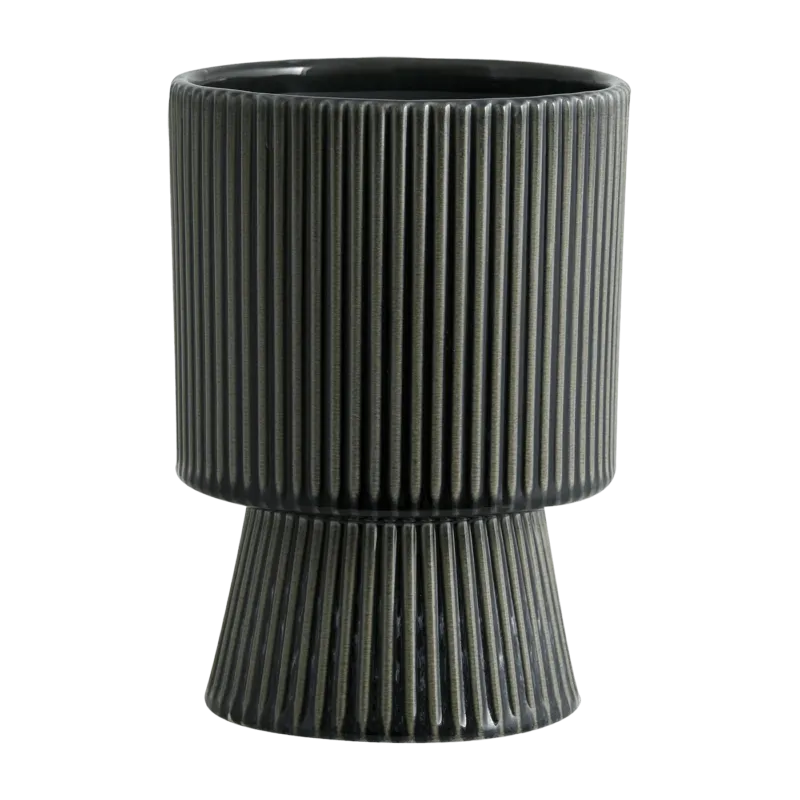 Pot de fleurs en grès gris foncé 22 cm Mull - Nordal - The Cool Republic