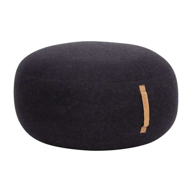 Pouf en laine gris foncé - Hübsch - The Cool Republic