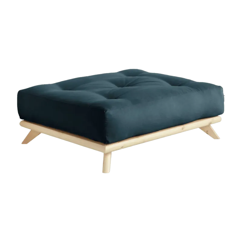 Pouf en pin et tissu bleu pétrole 100x90x40cm Senza - Karup Design - The Cool Republic