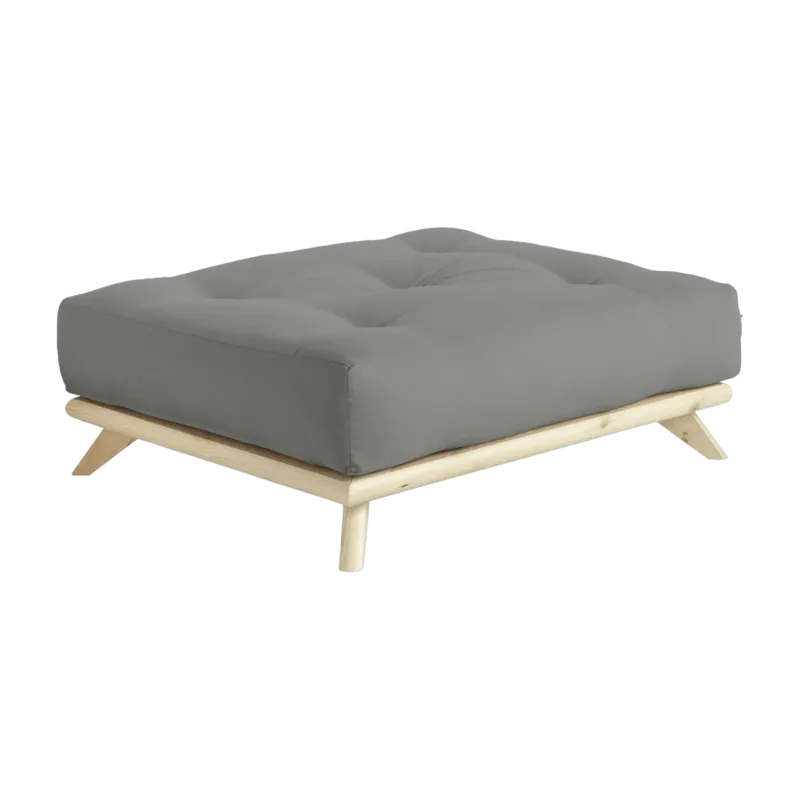 Pouf en pin et tissu gris 100x90x40cm Senza - Karup Design - The Cool Republic