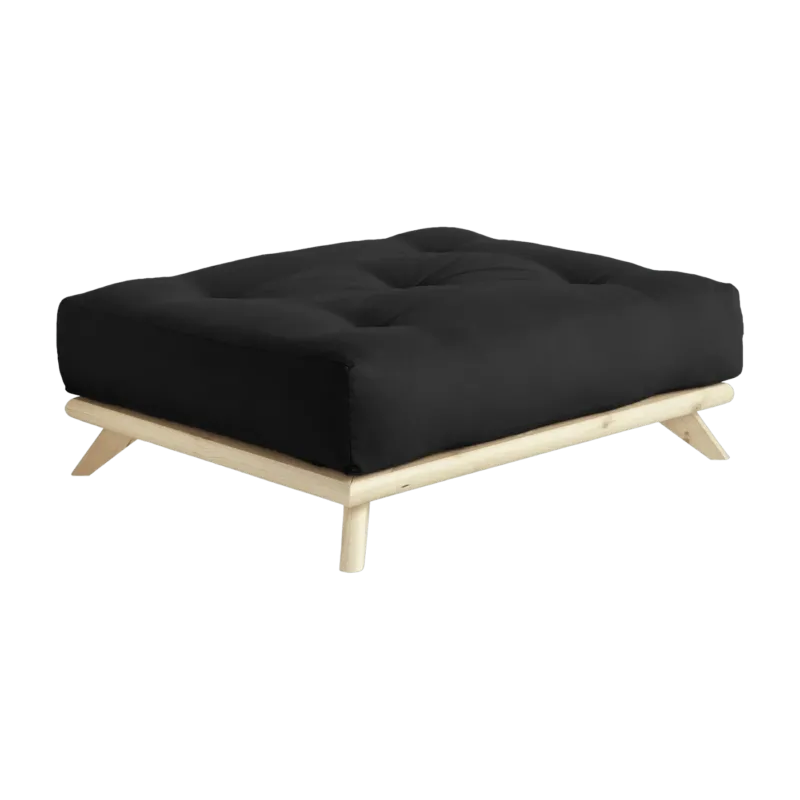 Pouf en pin et tissu noir 100x90x40cm Senza - Karup Design - The Cool Republic
