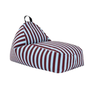 Pouf enfant en coton bio à rayures rouge bordeaux et bleu 100 x 55 x 65 cm Bliss - Nobodinoz - The Cool Republic