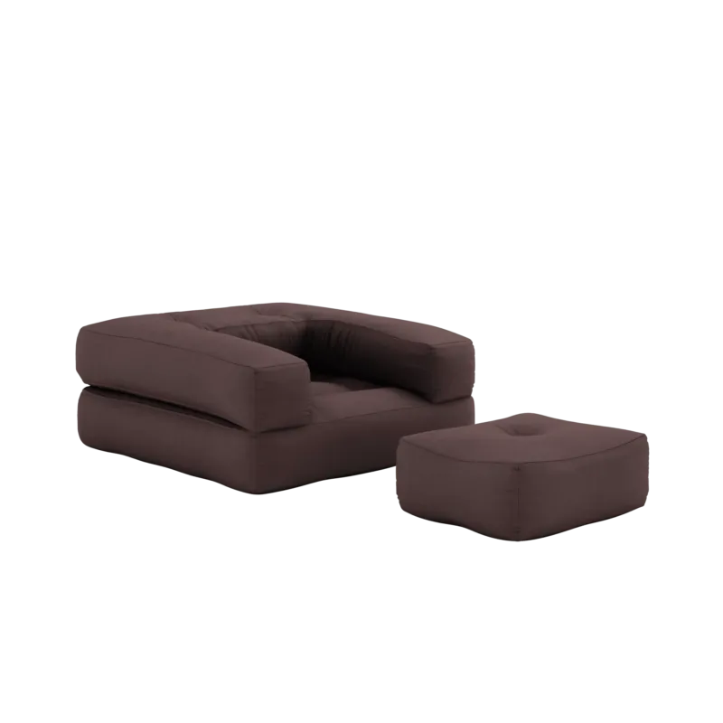 Pouf fauteuil convertible en coton marron 95x90x42cm Cube - Karup Design - The Cool Republic