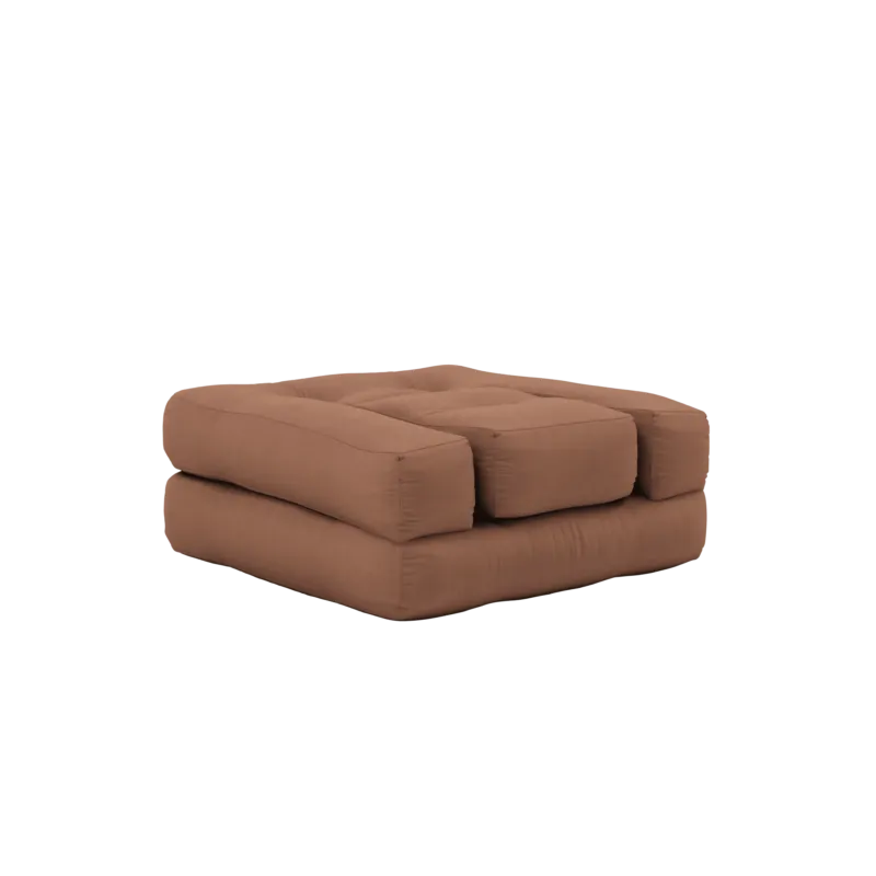 Pouf fauteuil convertible en coton marron clair 95x90x42cm Cube - Karup Design - The Cool Republic
