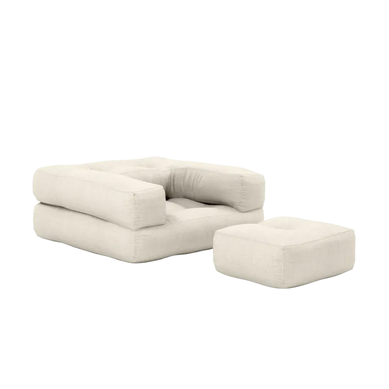 Pouf fauteuil convertible en lin 95x90x42cm Cube - Karup Design - The Cool Republic