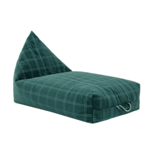 Pouf long pour enfant en velours recyclé à carreaux vert et vert menthe 109 x 60 x 60 cm Oasis - Nobodinoz - The Cool Republic