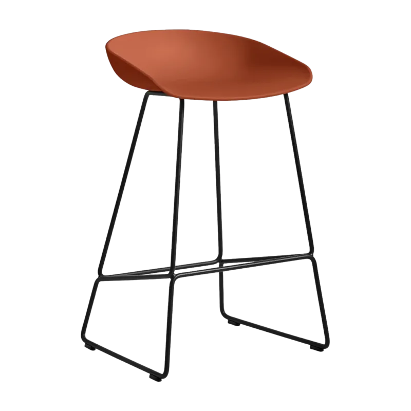 Tabouret de bar en métal orange et piétement noir 64 cm AAS 38 - Hay