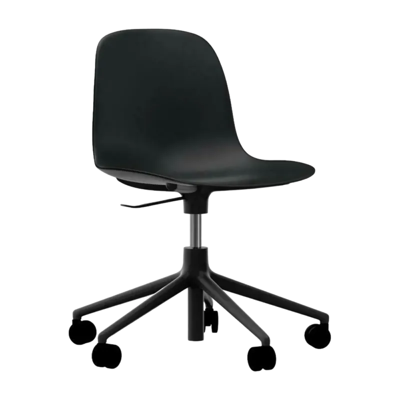 Chaise de bureau réglable à roulettes en pp noire et base noire Swivel 5W en noir - Normann Copenhagen