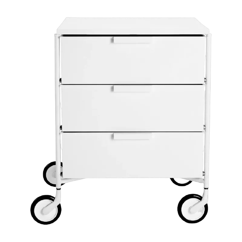 3 Caissons sur roulettes blanc MOBIL MAT - Kartell