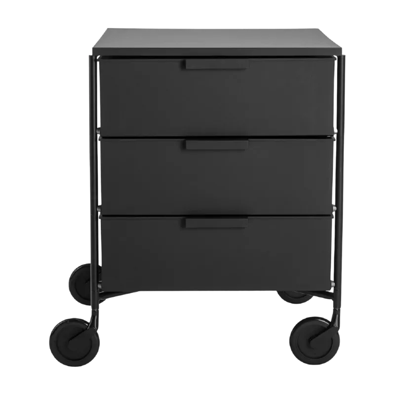 3 Caissons sur roulettes noir MOBIL MAT - Kartell
