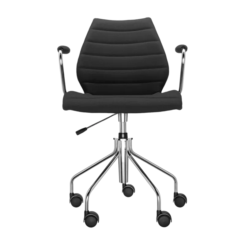 Chaise noire à roulettes avec accoudoirs Maui Soft Trevira - Kartell