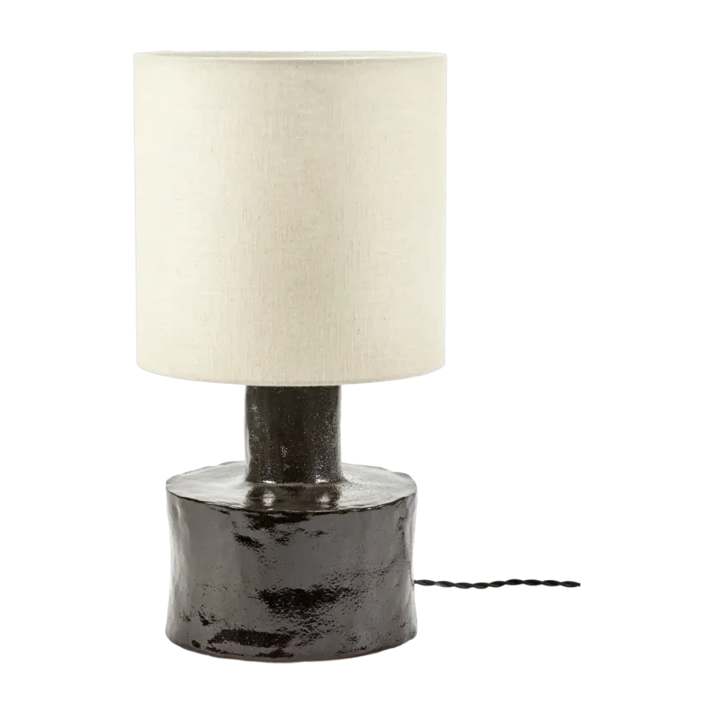 Lampe de table en lin beige et céramique noir Catherine - Serax
