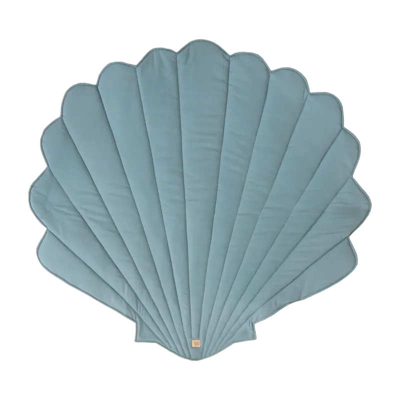 Tapis bébé coquillage en velours menthe poudré Shells - Moi Mili