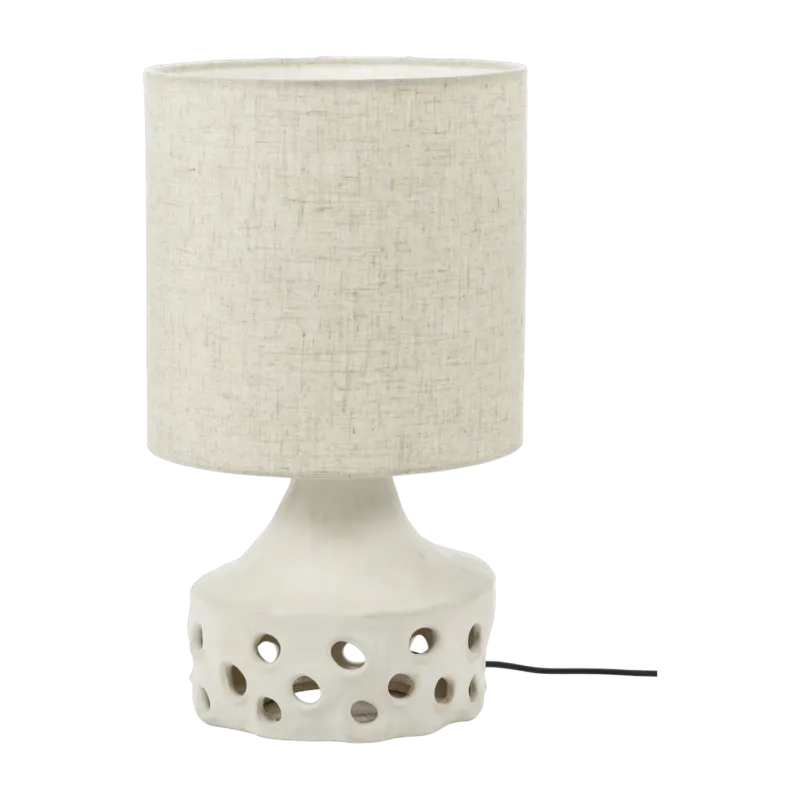 Lampe à table en grès blanc et abat-jour beige Oya 02 - Serax