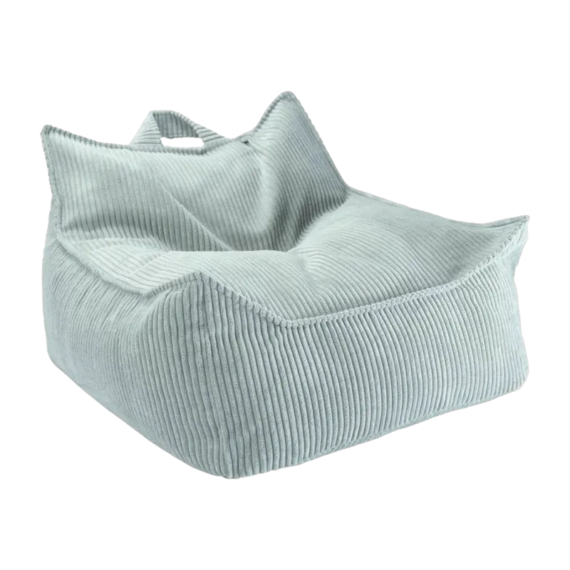 Pouf fauteuil en velours côtelé vert menthe poivrée 80 x 70 cm - Wigiwama