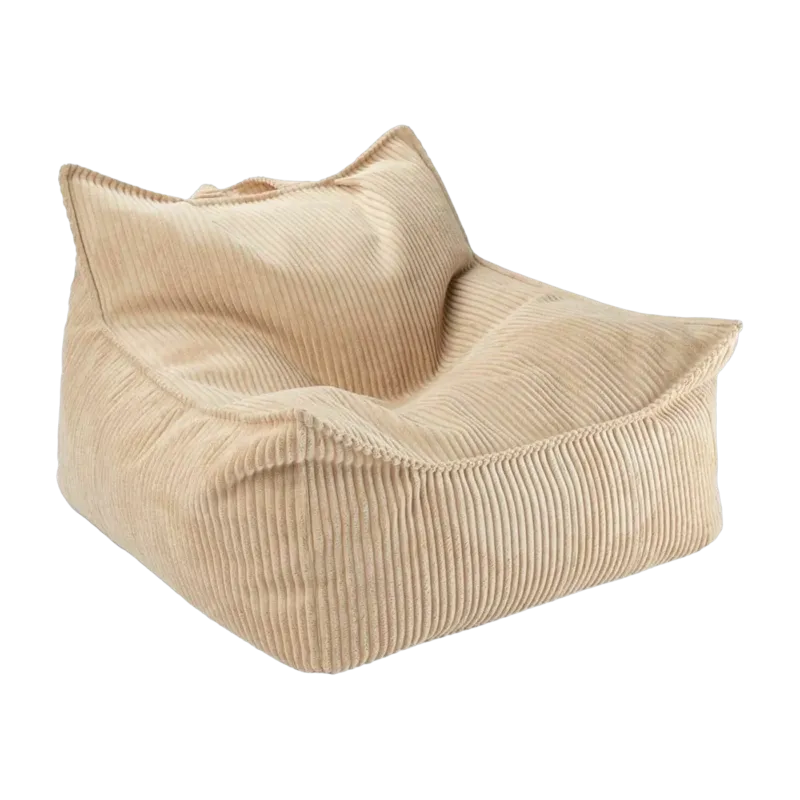 Pouf fauteuil en velours côtelé marron 80 x 70 cm - Wigiwama