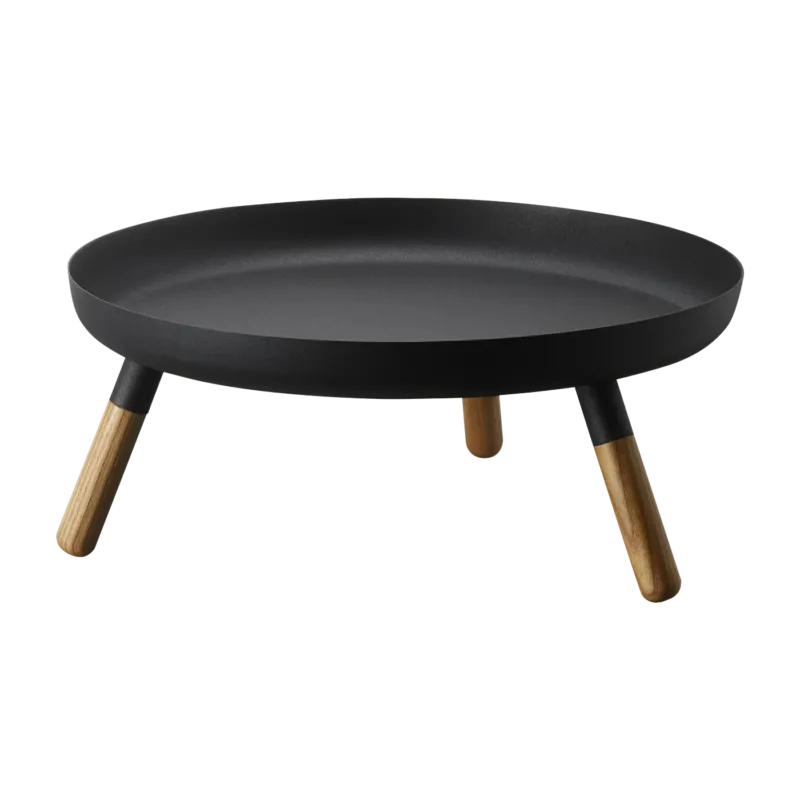 Plateau en acier noir avec pieds en bois - Yamazaki