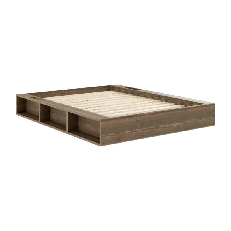 Lit en pin laqué marron foncé et tissu 140 x 200 cm Ziggy - Karup Design