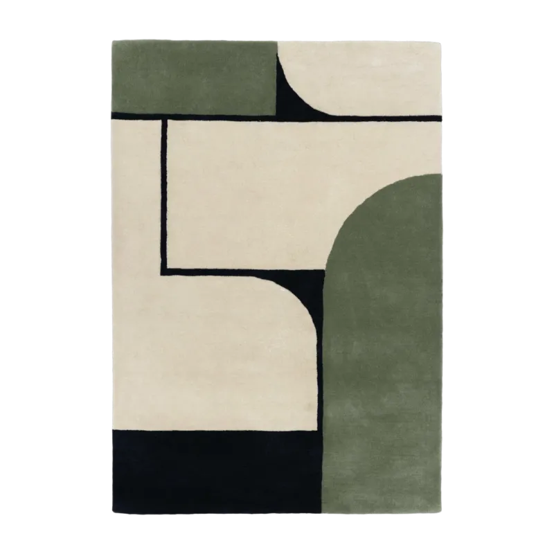 Tapis rectangulaire en laine blanc, kaki et noir 230x160 cm Strada - Edito