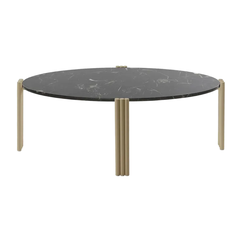 Table basse ovale en acier beige et marbre noir 92,4 x 47,6 cm Tribus - AYTM