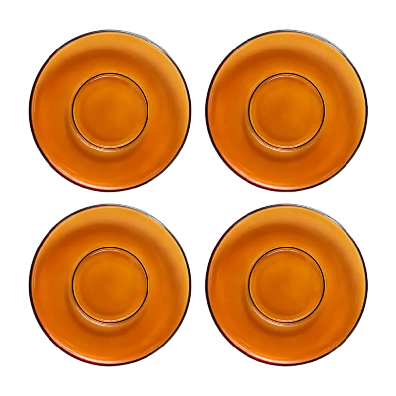 4 Soucoupes en verre marron Amber - HKliving