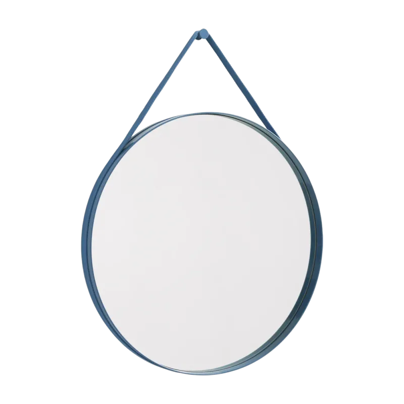 Miroir rond en acier bleu 70 cm Strap - Hay