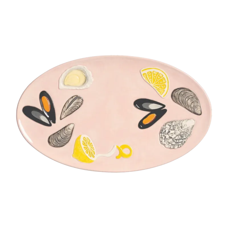 Assiette plate rose motif huître De la mer - &Klevering