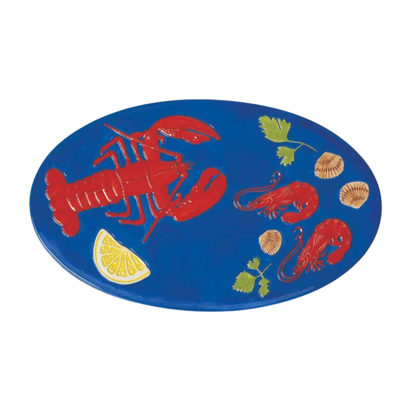 Assiette plate bleu motif homard De la mer - &Klevering