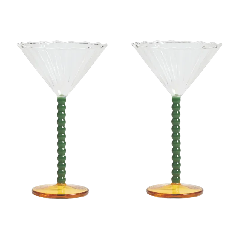 Set de 2 coupes à champagne vertes 17 cm Perle - &Klevering