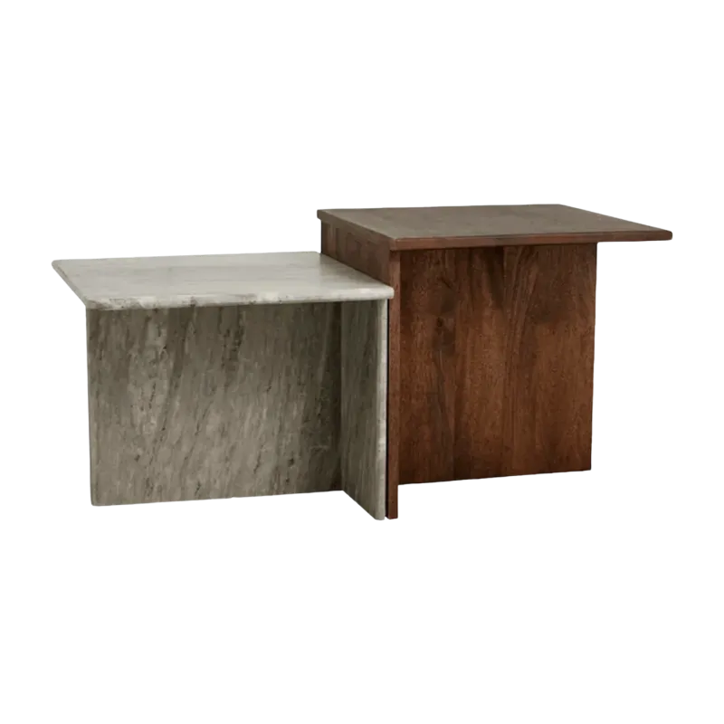 Tables gigognes en bois de manguier marron 50 x 50 cm Odra - Nordal