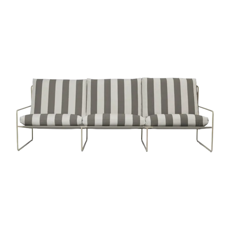 Canapé d'extérieur 3 places en vinyl rayé et acier beige 78 x 93 cm Desert Stripe - Ferm Living