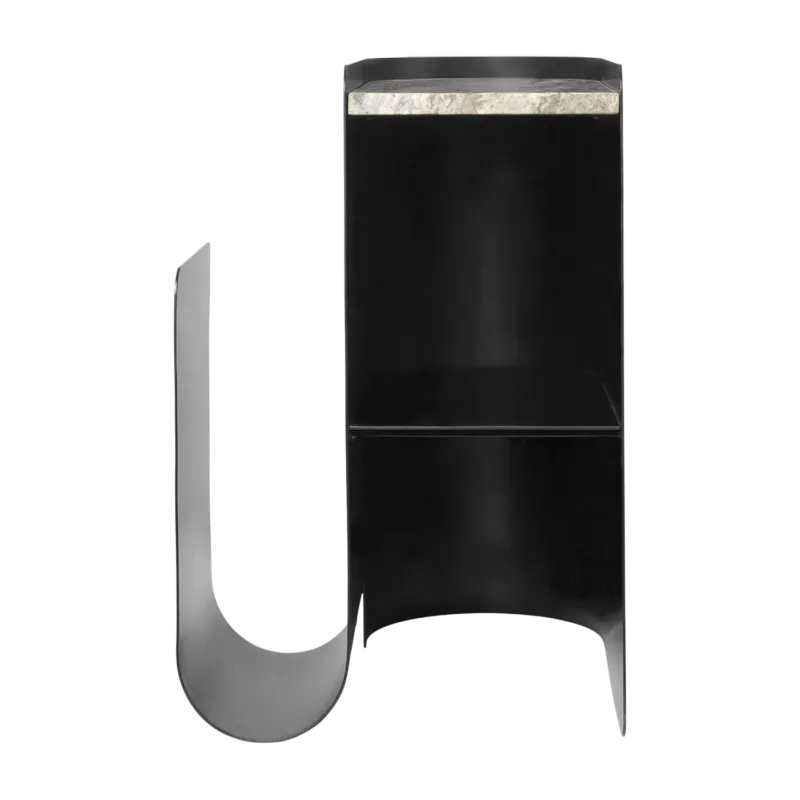 Table d'appoint en acier noir et marbre Vault - Ferm Living