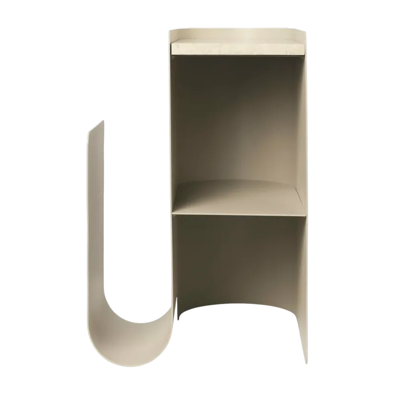 Table d'appoint en acier beige et marbre Vault - Ferm Living
