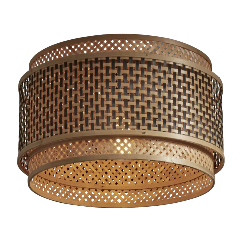 Plafonnier rond en bambou noir et naturel 40x25 cm Bhutan - Good & Mojo