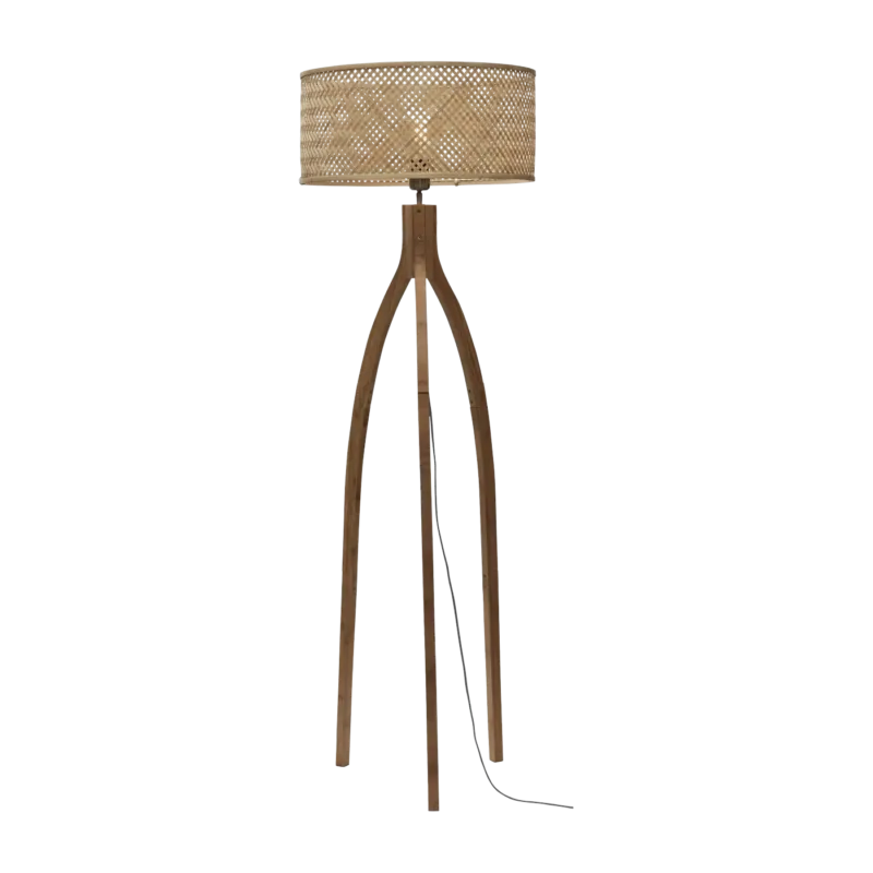 Lampadaire en bambou naturel avec abat-jour en bois naturel 150x50 cm Java - Good & Mojo