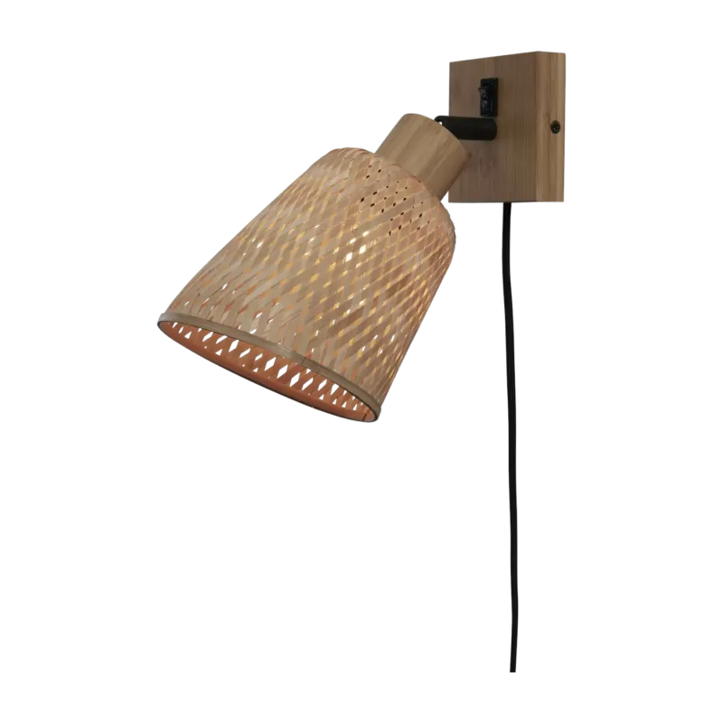 Lampe murale en bambou naturel tressé 10x10 cm Java - Good & Mojo