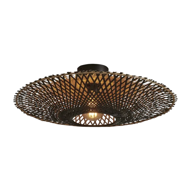 Plafonnier en bambou noir et naturel 60x15 cm Kalimantan - Good & Mojo