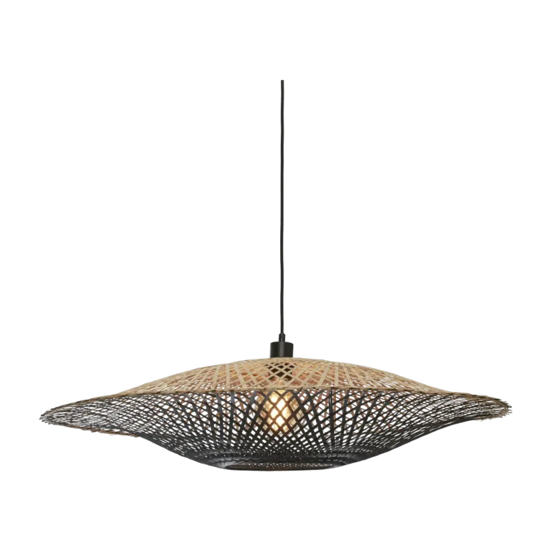 Lampe suspendue en bambou noir et naturel 87x20 cm Kalimantan- Good & Mojo