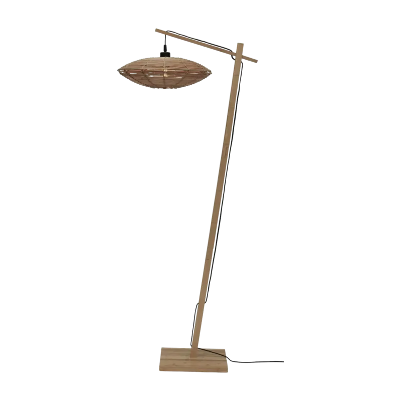 Lampadaire en bambou naturel avec abat-jour en bois naturel 150x40 cm Tanami - Good & Mojo