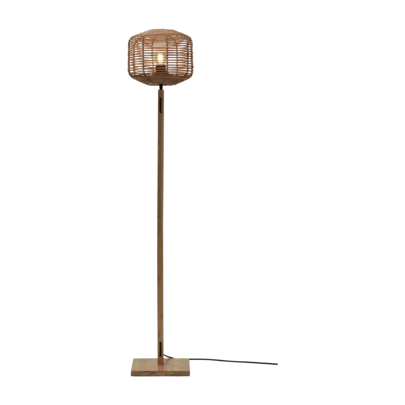 Lampadaire en bambou naturel avec abat-jour en bois naturel 130x25 cm Tanami - Good & Mojo