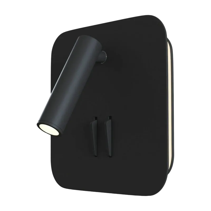 Applique murale carrée avec interrupteur en aluminium noir Ios 176 - Maytoni
