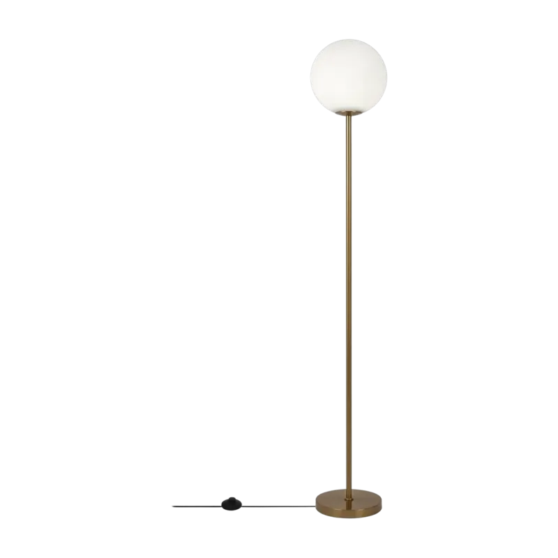 Lampadaire en verre dépoli et métal couleur laiton 155 cm Ring - Maytoni