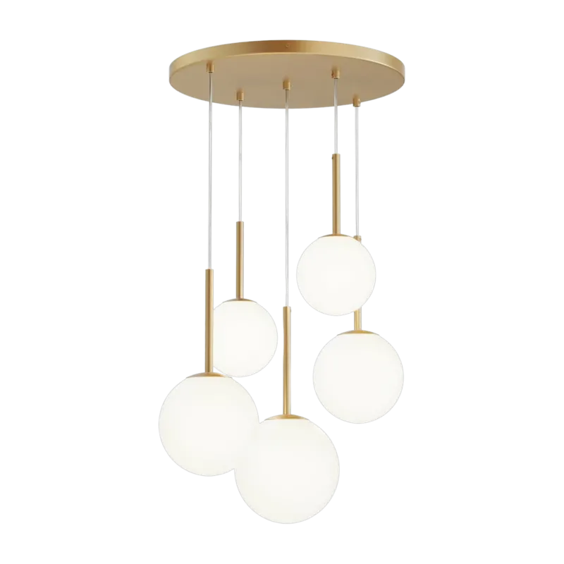 Suspension à 5 globes en verre et métal doré 180 cm Basic form - Maytoni