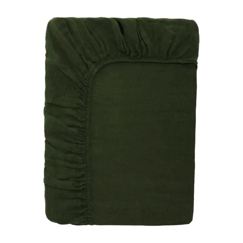 Drap housse en lin lavé sapin 90 x 200 cm - The Cool Republic