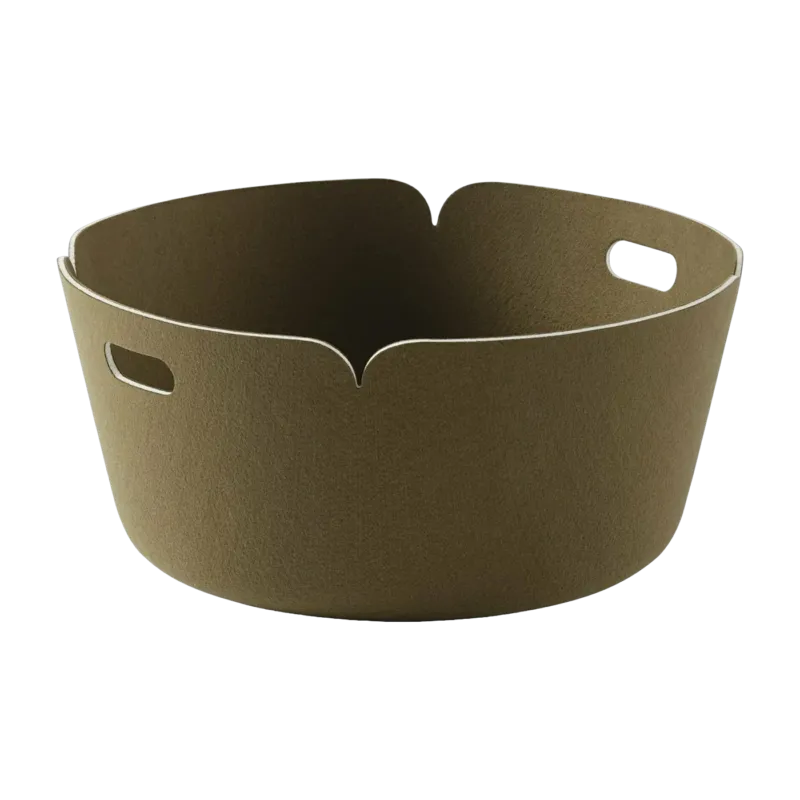 Panier de rangement recyclé rond kaki Restore - Muuto